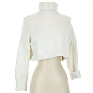 Zara Cream Cropped Turtleneck Sweater